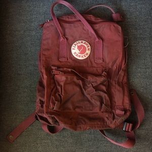 Used Fjallraven Kanken Ox Blood Maroon Backpack